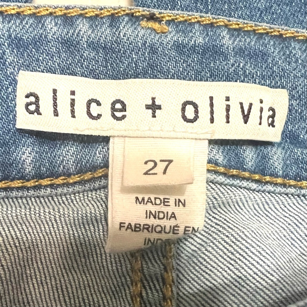 Alice + Olivia Side Stitch Boho Stretch Premium Denim Ankle Flare Jeans Women 27 - Picture 11 of 11
